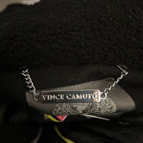 NWT Vince Camuto Wool Black Hood Zip Front Casual Fleece Lined Coat Hood XXS - Picture 6 of 14